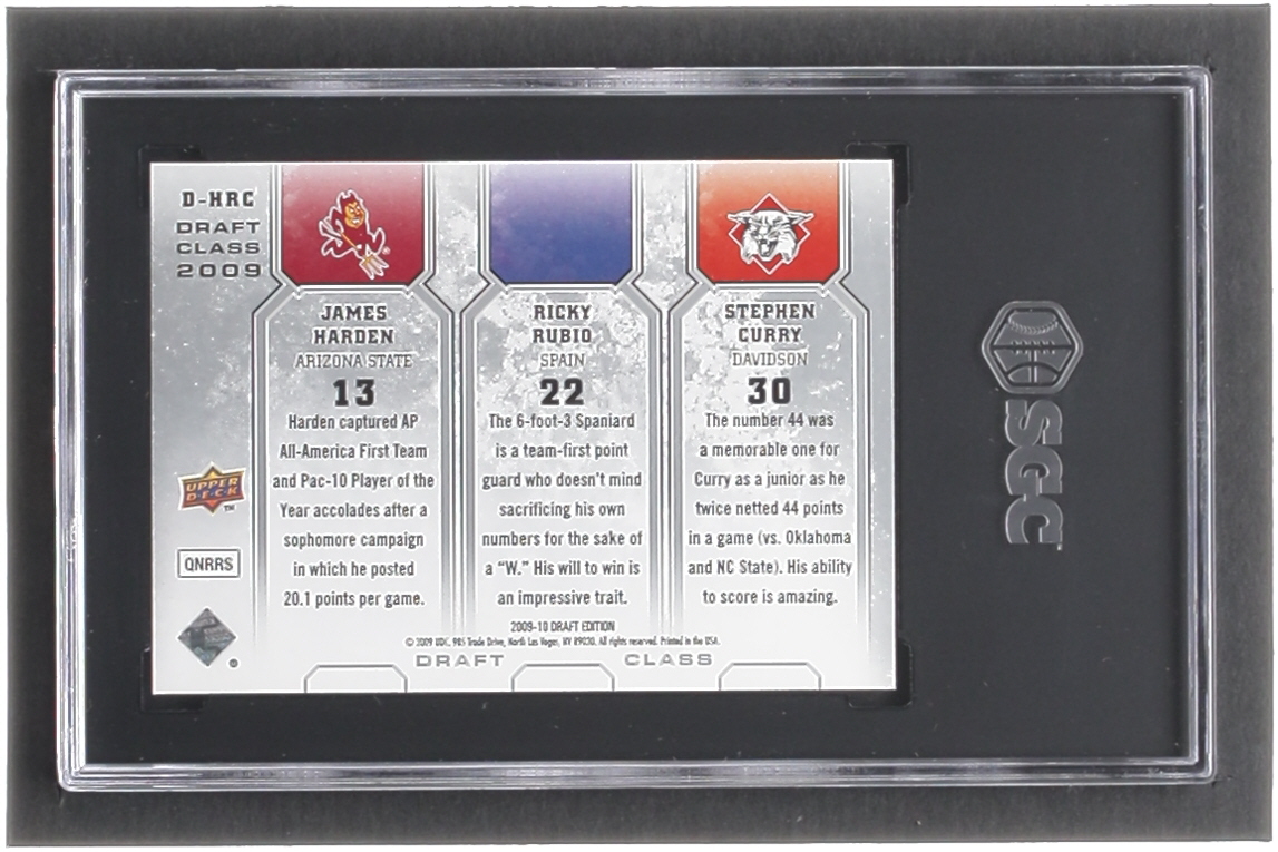 James Harden / Ricky Rubio / Stephen Curry 2009-10 Upper Deck Draft Edition Draft Class #DHRC (SGC 9.5) at PristineAuction.com James Harden / Ricky Rubio / Stephen Curry 2009-10 Upper Deck Draft Edition Draft Class #DHRC (SGC 9.5) at PristineAuction.com