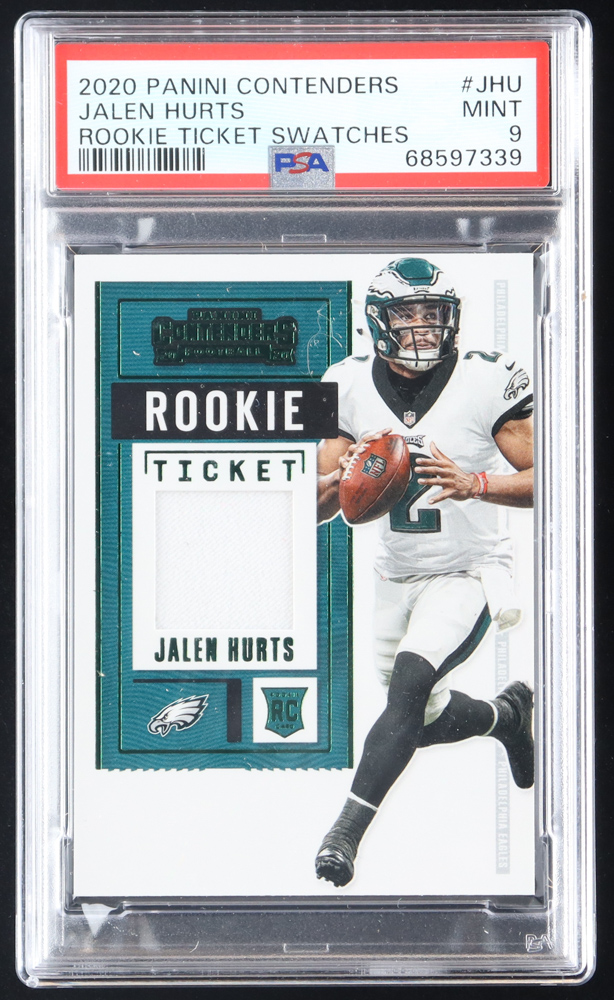 Jalen Hurts 2020 Panini Contenders Rookie Ticket Swatches #22 RC (PSA 9) at PristineAuction.com Jalen Hurts 2020 Panini Contenders Rookie Ticket Swatches #22 RC (PSA 9) at PristineAuction.com