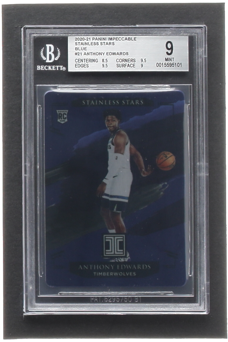 Anthony Edwards 2020-21 Panini Impeccable Stainless Stars Blue #21 RC #45/75 (BGS 9) at PristineAuction.com Anthony Edwards 2020-21 Panini Impeccable Stainless Stars Blue #21 RC #45/75 (BGS 9) at PristineAuction.com
