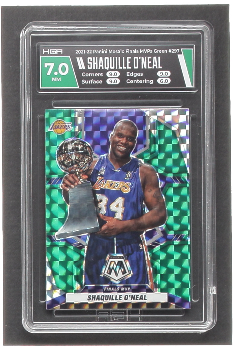 Shaquille O'Neal 2021-22 Panini Mosaic Mosaic Green #297 MVP (HGA 7) at PristineAuction.com Shaquille O'Neal 2021-22 Panini Mosaic Mosaic Green #297 MVP (HGA 7) at PristineAuction.com