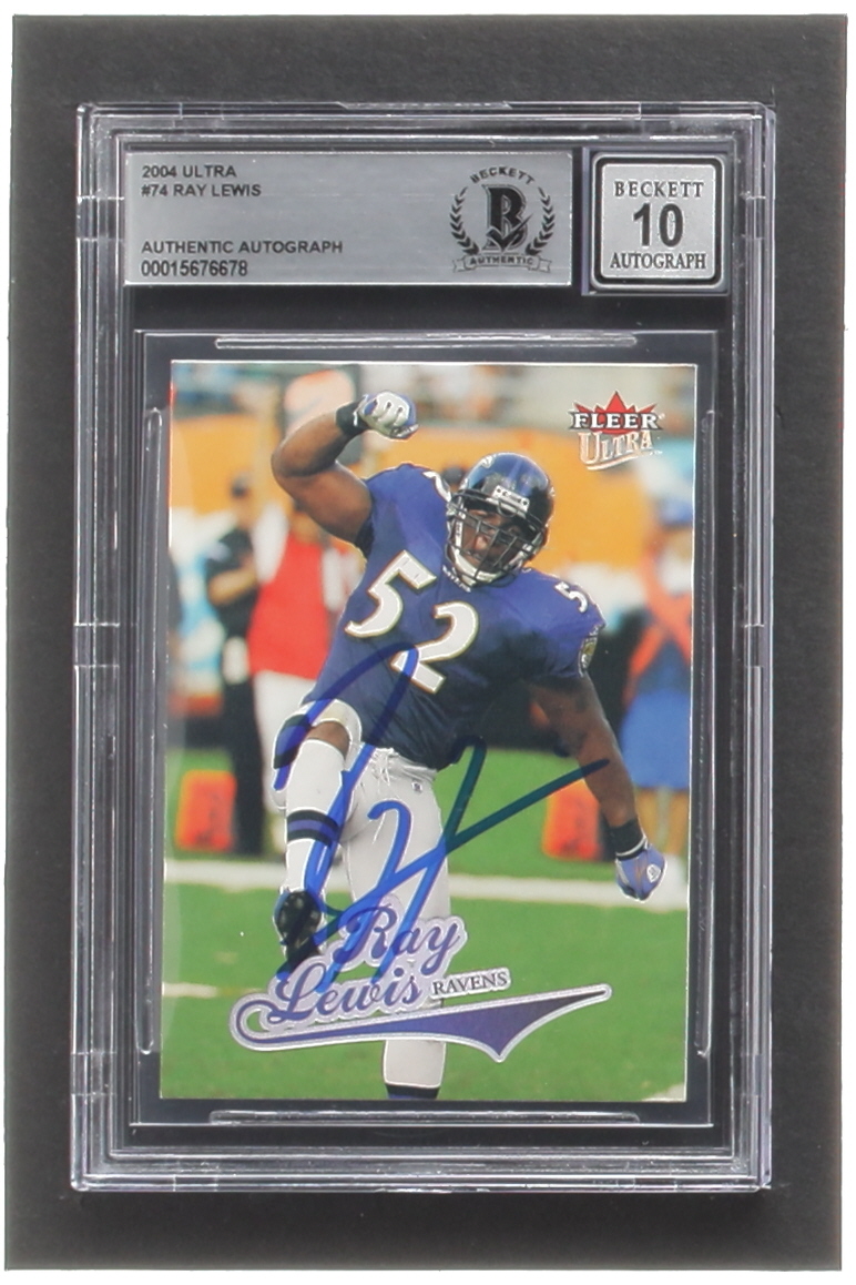Ray Lewis Signed 2004 Ultra #74 (BGS | Auto 10) at PristineAuction.com Ray Lewis Signed 2004 Ultra #74 (BGS | Auto 10) at PristineAuction.com