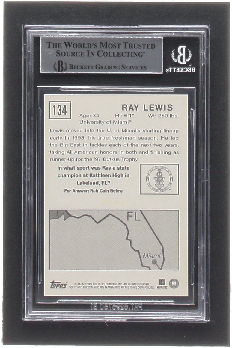Ray Lewis Signed 2009 Topps Magic #134 (BGS) at PristineAuction.com Ray Lewis Signed 2009 Topps Magic #134 (BGS) at PristineAuction.com