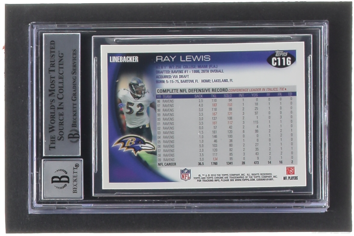 Ray Lewis Signed 2010 Topps Chrome #C116 (BGS | Auto 10) at PristineAuction.com Ray Lewis Signed 2010 Topps Chrome #C116 (BGS | Auto 10) at PristineAuction.com