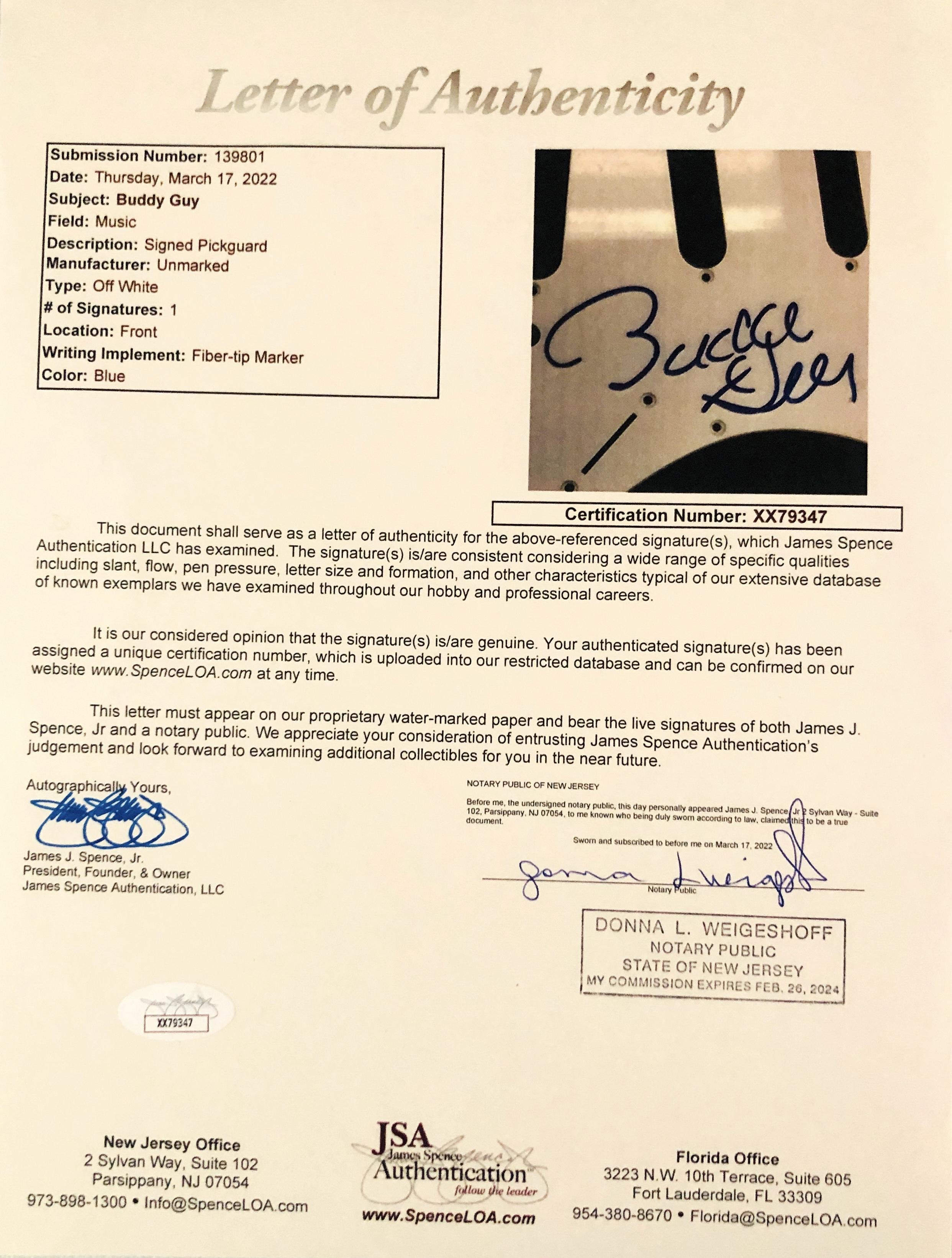 Buddy Guy Signed Full-Size Electric Guitar (JSA) at PristineAuction.com Buddy Guy Signed Full-Size Electric Guitar (JSA) at PristineAuction.com