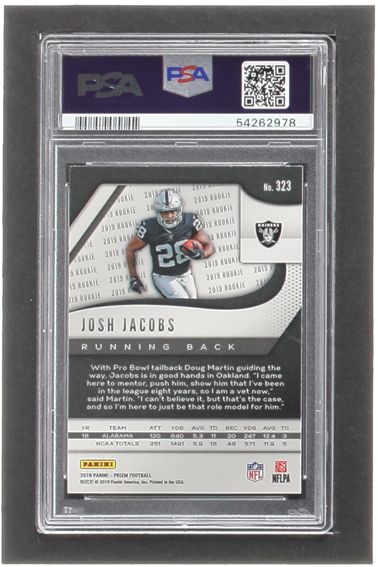 Josh Jacobs 2019 Panini Prizm #323 RC (PSA 9) at PristineAuction.com Josh Jacobs 2019 Panini Prizm #323 RC (PSA 9) at PristineAuction.com