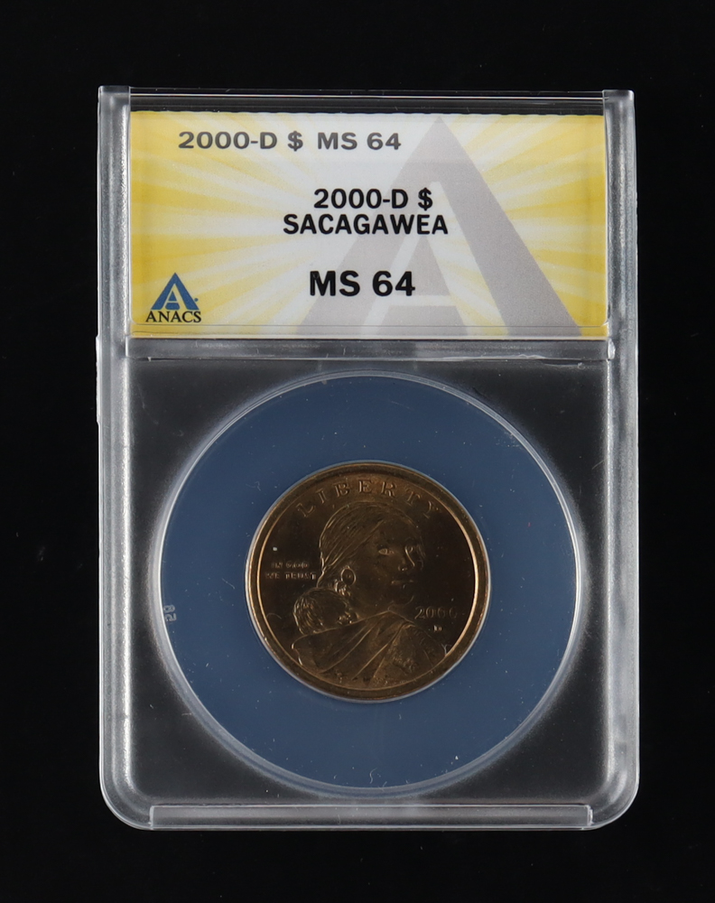 2000-D Sacagawea $1 Dollar Coin (ANACS MS64) at PristineAuction.com 2000-D Sacagawea $1 Dollar Coin (ANACS MS64) at PristineAuction.com