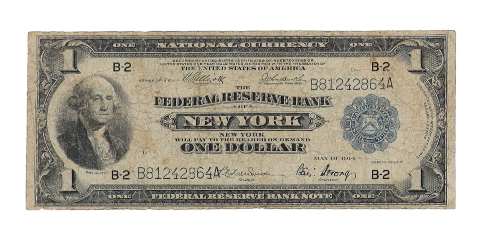 1918 $1 One Dollar Blue Seal Federal Reserve Bank Note of New York, New York at PristineAuction.com 1918 $1 One Dollar Blue Seal Federal Reserve Bank Note of New York, New York at PristineAuction.com