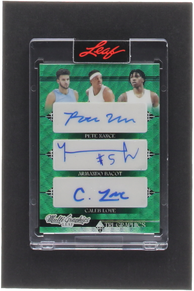 Pete Nance / Armando Bacot / Caleb Love 2023 Leaf MultiGraphics Tri ...