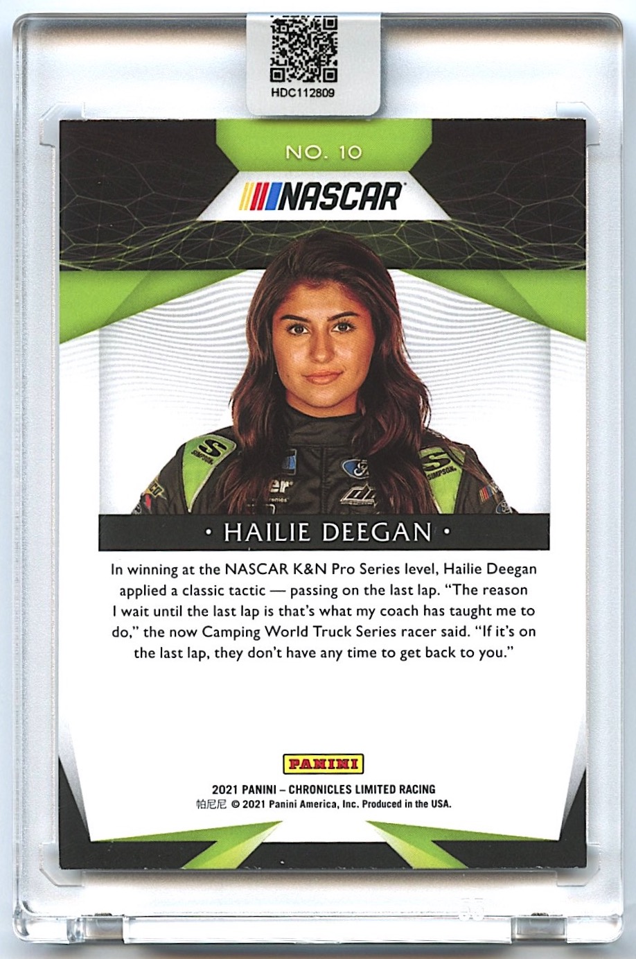 Hailie Deegan Signed 2021 Panini Chronicles Limited #10 (Deegan COA) at PristineAuction.com Hailie Deegan Signed 2021 Panini Chronicles Limited #10 (Deegan COA) at PristineAuction.com