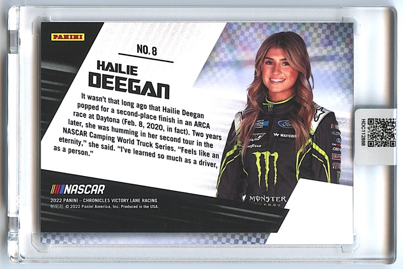 Hailie Deegan Signed 2022 Panini Chronicles Pedal to the Metal #8 (Deegan COA) at PristineAuction.com Hailie Deegan Signed 2022 Panini Chronicles Pedal to the Metal #8 (Deegan COA) at PristineAuction.com