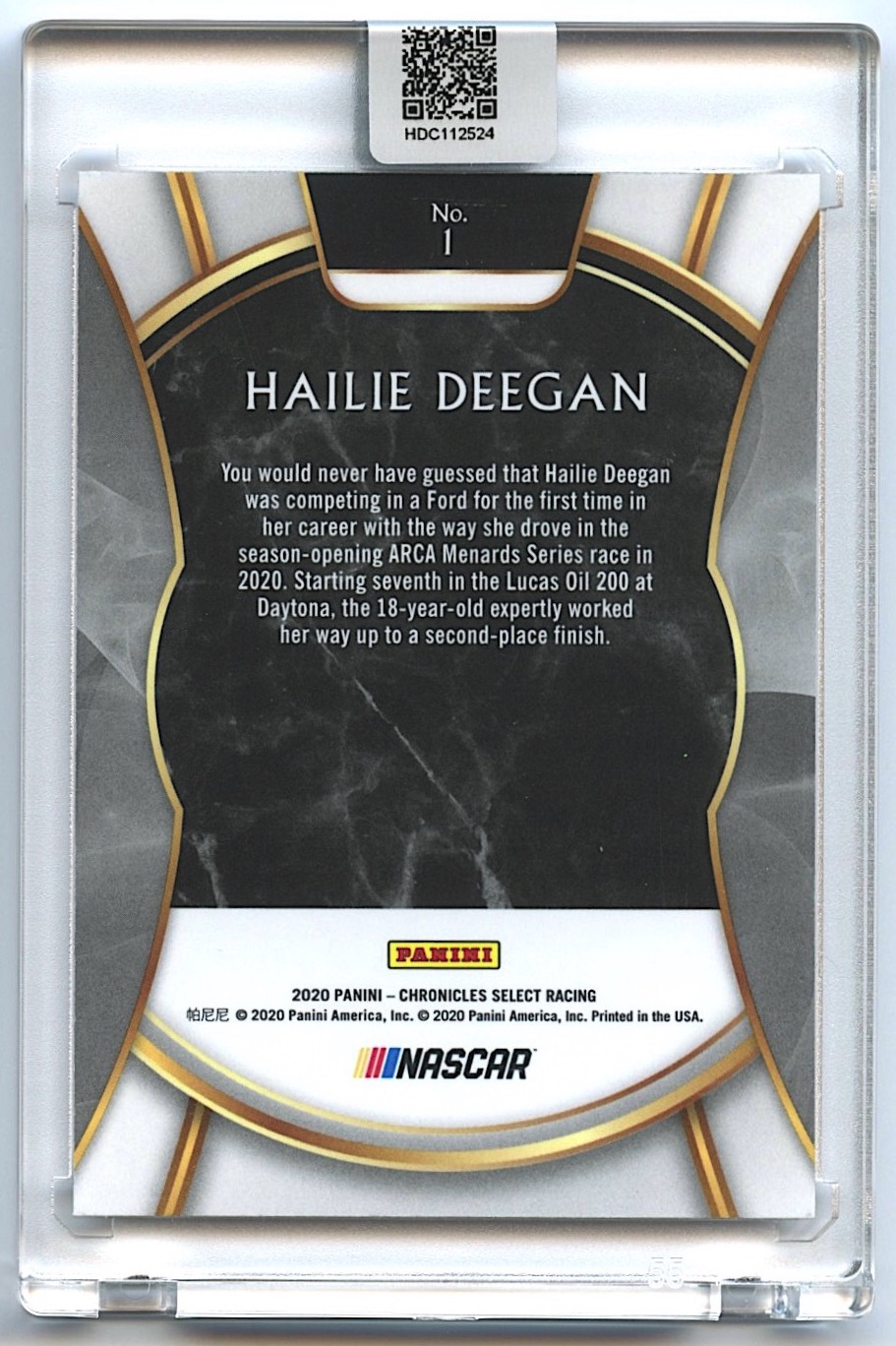 Hailie Deegan Signed 2020 Select #1 RC (Deegan COA) at PristineAuction.com Hailie Deegan Signed 2020 Select #1 RC (Deegan COA) at PristineAuction.com
