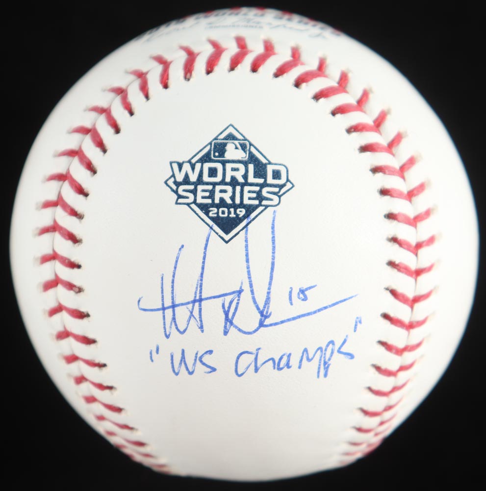 Matt Adams Signed 2019 World Series Logo Baseball Inscribed "WS Champs" (JSA) at PristineAuction.com Matt Adams Signed 2019 World Series Logo Baseball Inscribed "WS Champs" (JSA) at PristineAuction.com