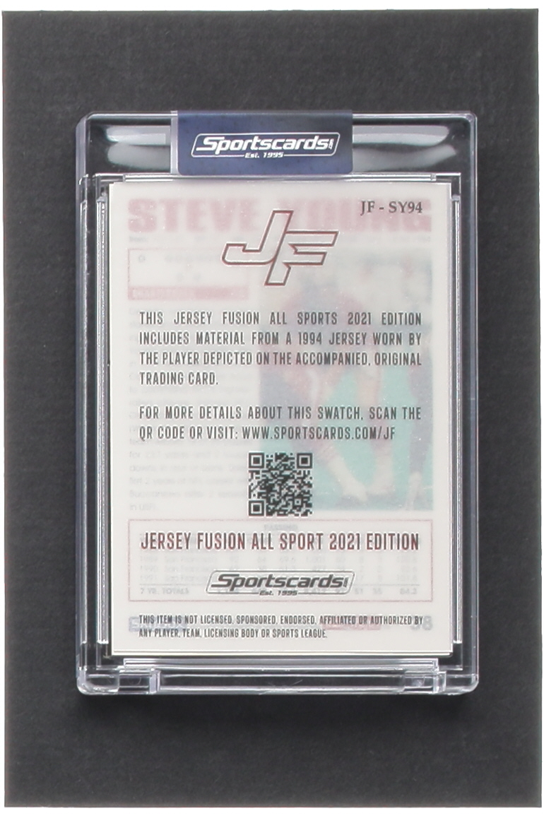 Steve Young 2021 Jersey Fusion All Sports Edition Game Used Swatch #SY94 at PristineAuction.com Steve Young 2021 Jersey Fusion All Sports Edition Game Used Swatch #SY94 at PristineAuction.com