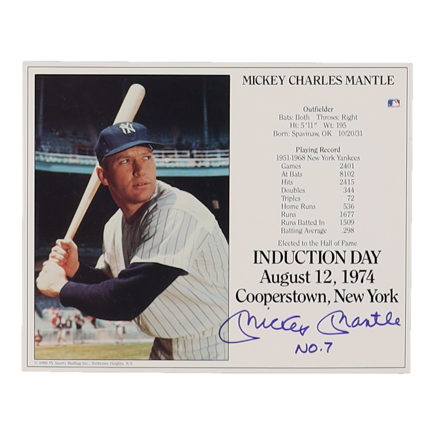 Mickey Mantle Signed Yankees 8x10 Hall of Fame Induction Day Photo Inscribed "No. 7" (Beckett) at PristineAuction.com Mickey Mantle Signed Yankees 8x10 Hall of Fame Induction Day Photo Inscribed "No. 7" (Beckett) at PristineAuction.com