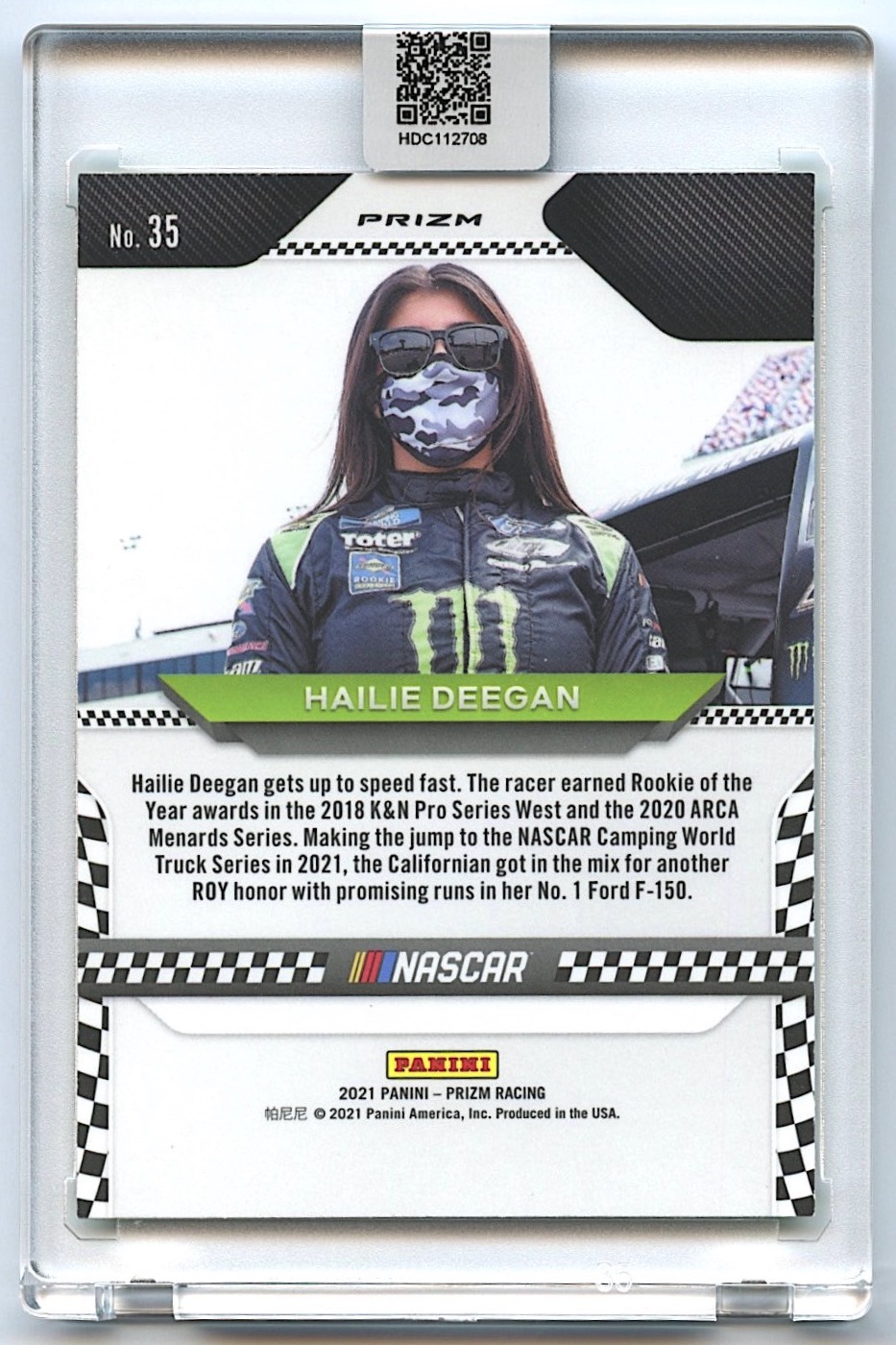Hailie Deegan Signed 2021 Panini Prizm #35 Prizms Green Reactive RC (Deegan COA) at PristineAuction.com Hailie Deegan Signed 2021 Panini Prizm #35 Prizms Green Reactive RC (Deegan COA) at PristineAuction.com
