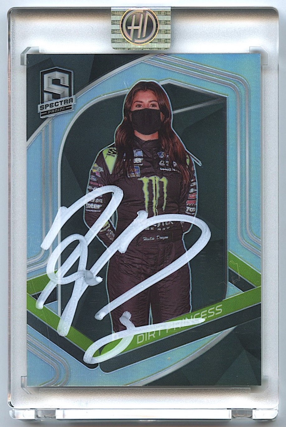 Hailie Deegan Signed 2021 Panini Chronicles Spectra #60 Variation (Deegan COA) at PristineAuction.com Hailie Deegan Signed 2021 Panini Chronicles Spectra #60 Variation (Deegan COA) at PristineAuction.com