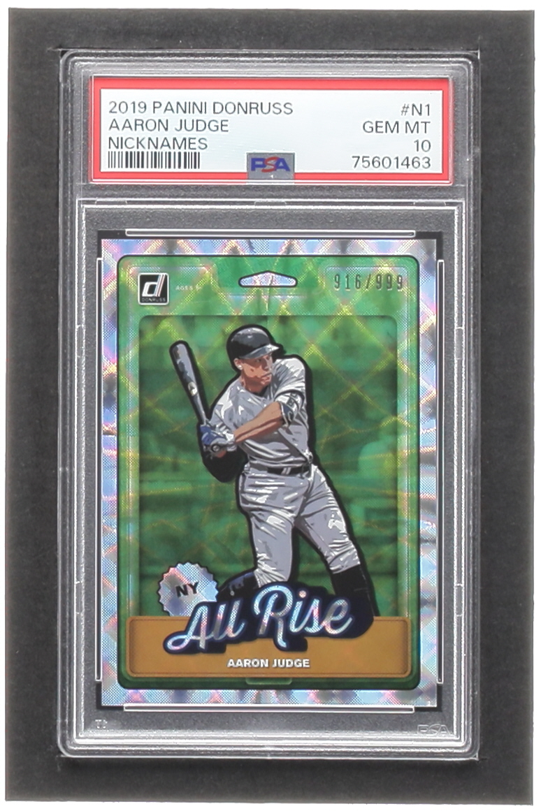 Aaron Judge 2019 Donruss Nicknames #1 #916/999 (PSA 10) at PristineAuction.com Aaron Judge 2019 Donruss Nicknames #1 #916/999 (PSA 10) at PristineAuction.com