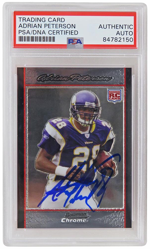 Adrian Peterson Signed 2007 Bowman Chrome #BC65 RC (PSA) at PristineAuction.com Adrian Peterson Signed 2007 Bowman Chrome #BC65 RC (PSA) at PristineAuction.com