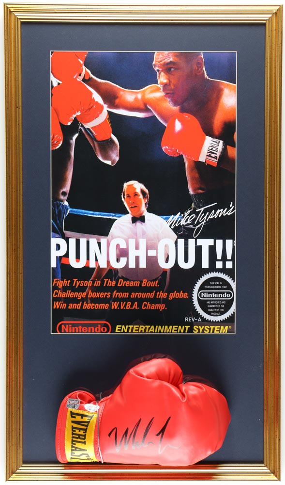 Mike Tyson Signed Custom Framed Everlast Boxing Glove Display with "Punch-Out!!" Print (JSA & Tyson) at PristineAuction.com Mike Tyson Signed Custom Framed Everlast Boxing Glove Display with "Punch-Out!!" Print (JSA & Tyson) at PristineAuction.com