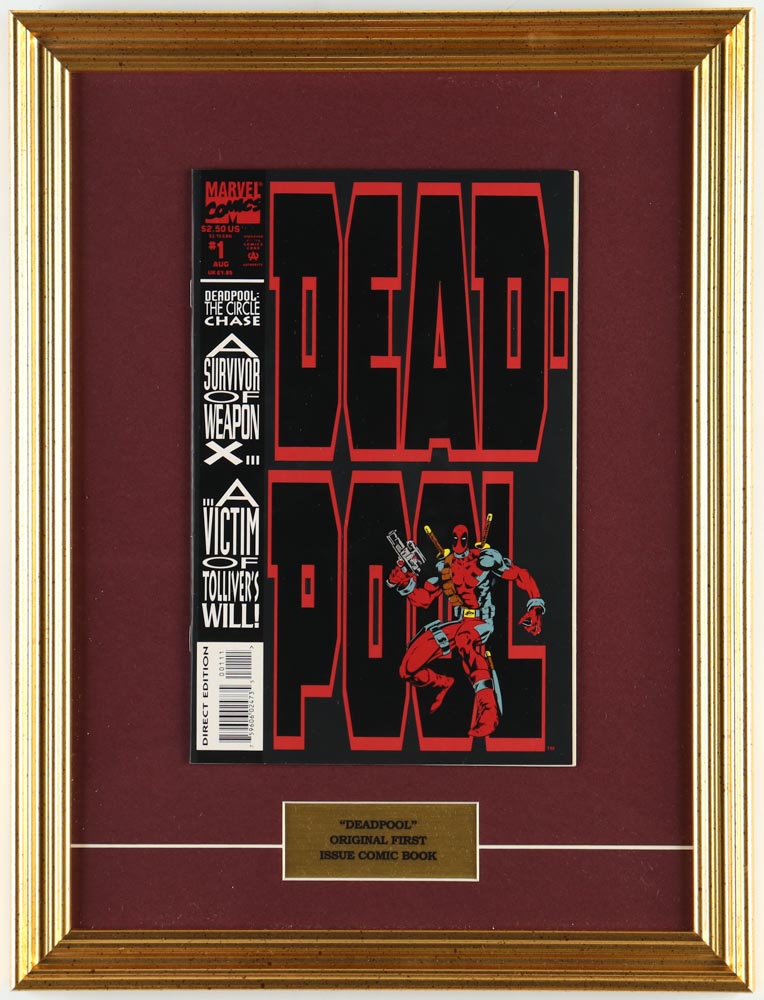 Vintage 1993 "Deadpool" Issue #1 Marvel Custom Framed First Issue Comic Book Display at PristineAuction.com Vintage 1993 "Deadpool" Issue #1 Marvel Custom Framed First Issue Comic Book Display at PristineAuction.com