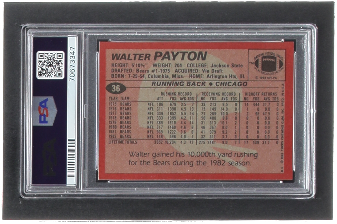 Walter Payton 1983 Topps #36 (PSA 9) at PristineAuction.com Walter Payton 1983 Topps #36 (PSA 9) at PristineAuction.com