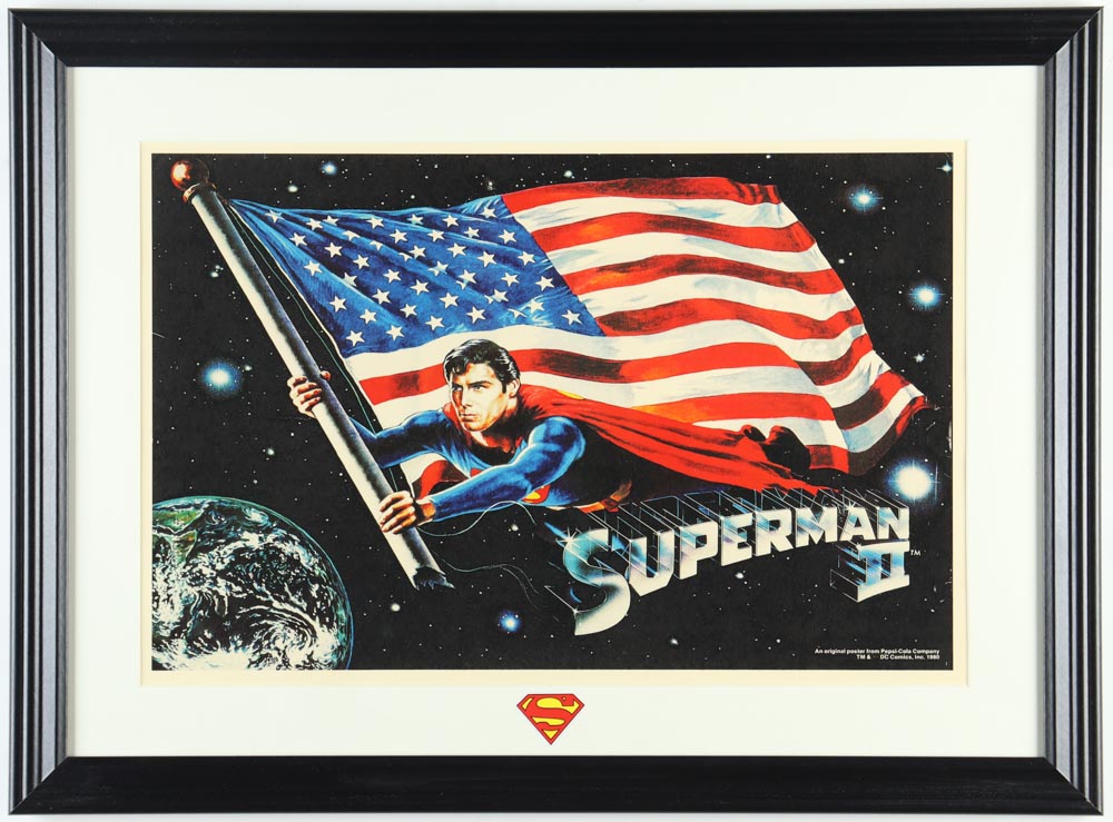 1980 "Superman II" Custom Framed Print with Superman Logo Sticker at PristineAuction.com 1980 "Superman II" Custom Framed Print with Superman Logo Sticker at PristineAuction.com