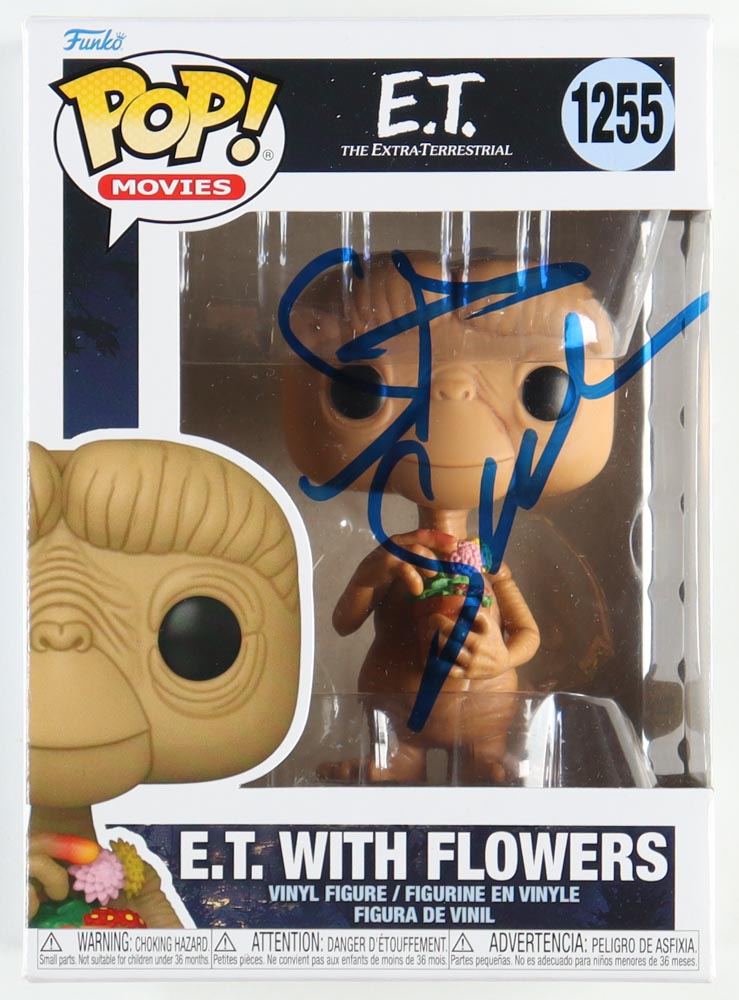 Steven Spielberg Signed "E.T. The Extra-Terrestrial" #1255 E.T. With Flowers Funko Pop! Vinyl Figure Inscribed "ET" (AutographCOA) at PristineAuction.com Steven Spielberg Signed "E.T. The Extra-Terrestrial" #1255 E.T. With Flowers Funko Pop! Vinyl Figure Inscribed "ET" (AutographCOA) at PristineAuction.com