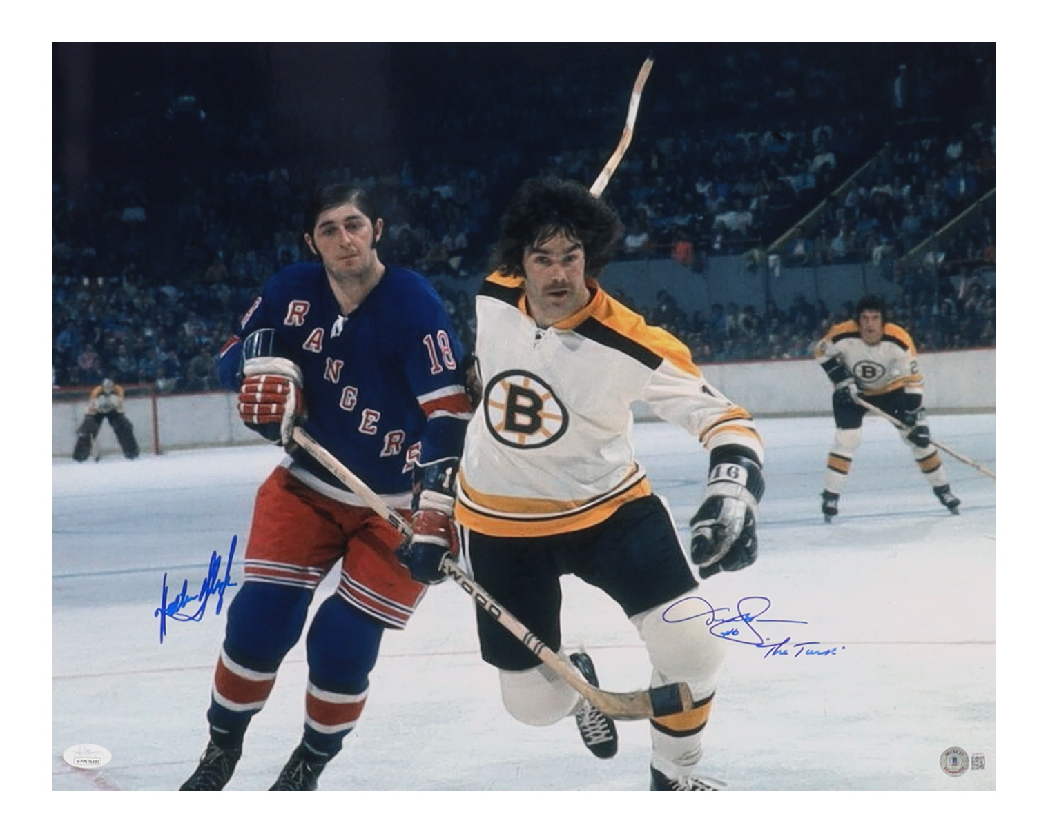 Derek Sanderson & Walt Tkaczuk Signed 16x20 Photo Inscribed "The Turk" (JSA & Beckett) at PristineAuction.com Derek Sanderson & Walt Tkaczuk Signed 16x20 Photo Inscribed "The Turk" (JSA & Beckett) at PristineAuction.com