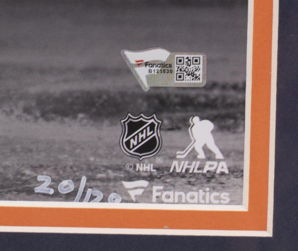 Leon Draisaitl Signed 22x27 Custom Framed Photo Display Inscribed "2020 HART + ART ROSS, 43 G-67A-110PTS" (Fanatics) at PristineAuction.com Leon Draisaitl Signed 22x27 Custom Framed Photo Display Inscribed "2020 HART + ART ROSS, 43 G-67A-110PTS" (Fanatics) at PristineAuction.com