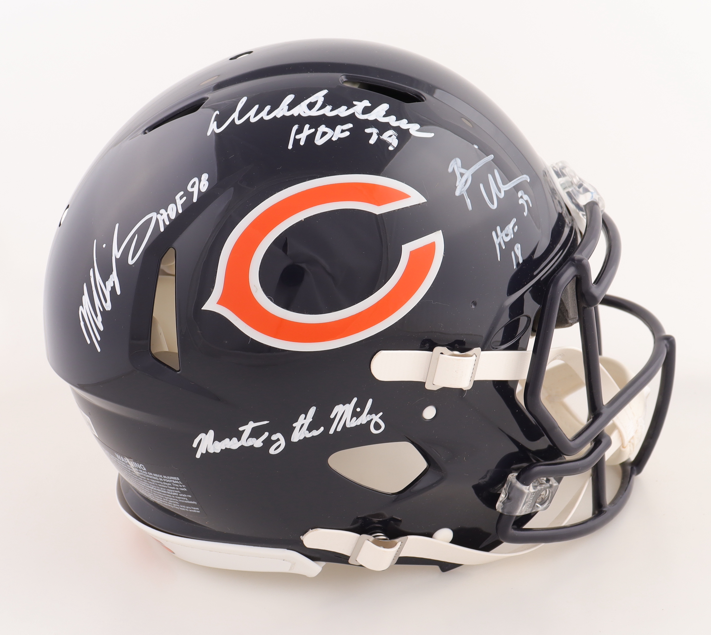 Dick Butkus, Mike Singletary & Brian Urlacher Signed Bears Full-Size Authentic On-Field Speed Helmet Inscribed "HOF 98", "HOF 79", "HOF 18" & "Monsters Of The Midway" (Beckett) at PristineAuction.com Dick Butkus, Mike Singletary & Brian Urlacher Signed Bears Full-Size Authentic On-Field Speed Helmet Inscribed "HOF 98", "HOF 79", "HOF 18" & "Monsters Of The Midway" (Beckett) at PristineAuction.com