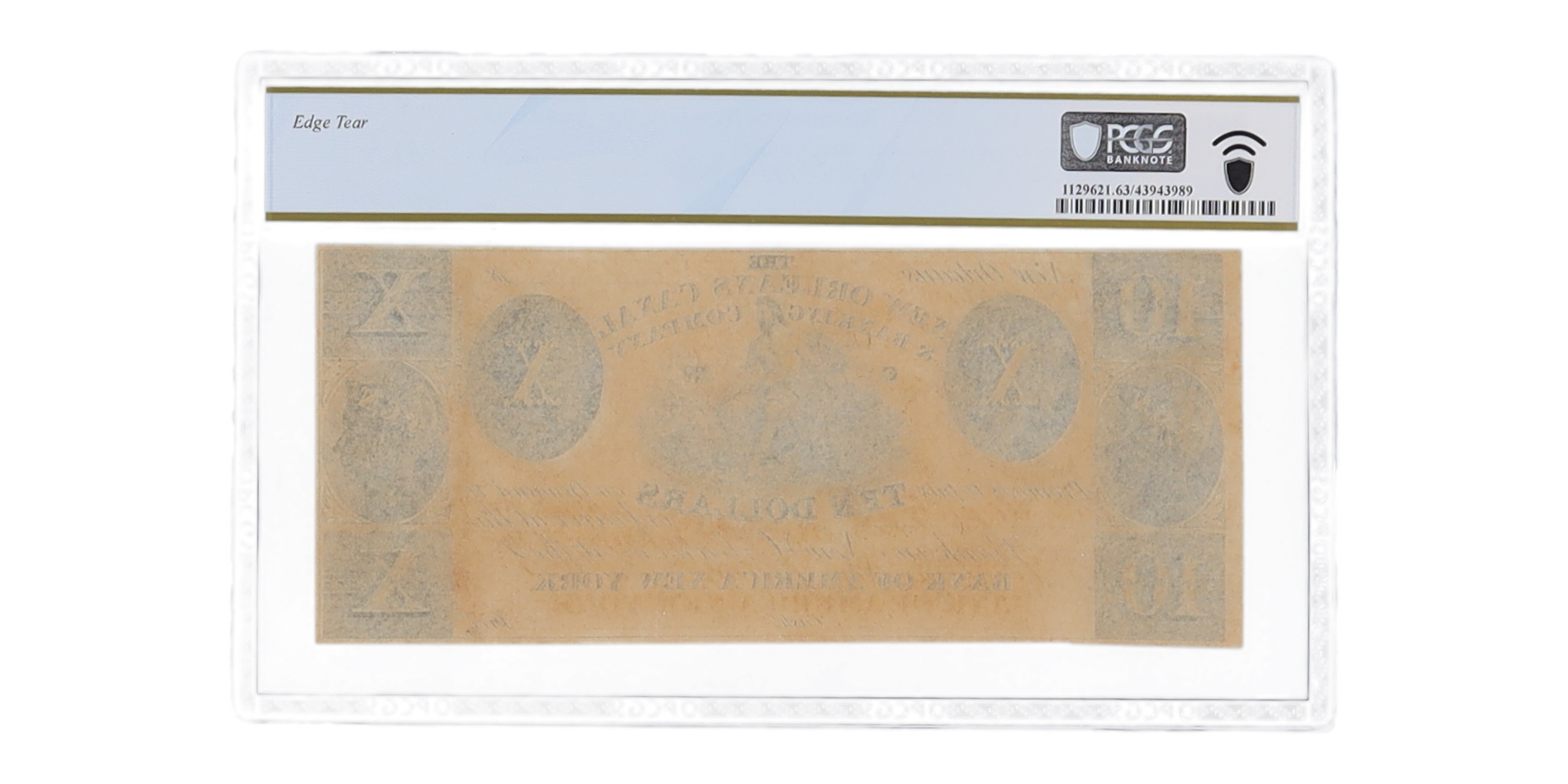 1830's Remainder New Orleans, Louisiana - New Orleans Canal & Banking Company - $10 Ten Dollar Banknote (PCGS Choice UNC 63) at PristineAuction.com 1830's Remainder New Orleans, Louisiana - New Orleans Canal & Banking Company - $10 Ten Dollar Banknote (PCGS Choice UNC 63) at PristineAuction.com