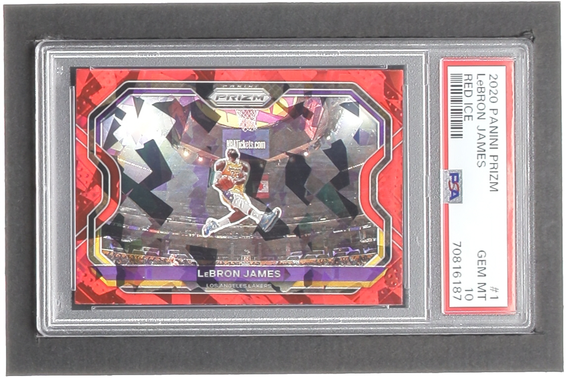 LeBron James 2020-21 Panini Prizm Prizms Red Ice #1 (PSA 10) at PristineAuction.com LeBron James 2020-21 Panini Prizm Prizms Red Ice #1 (PSA 10) at PristineAuction.com