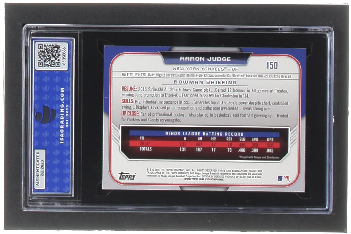 Aaron Judge 2015 Bowman Draft #150 RC (ISA 10) at PristineAuction.com Aaron Judge 2015 Bowman Draft #150 RC (ISA 10) at PristineAuction.com