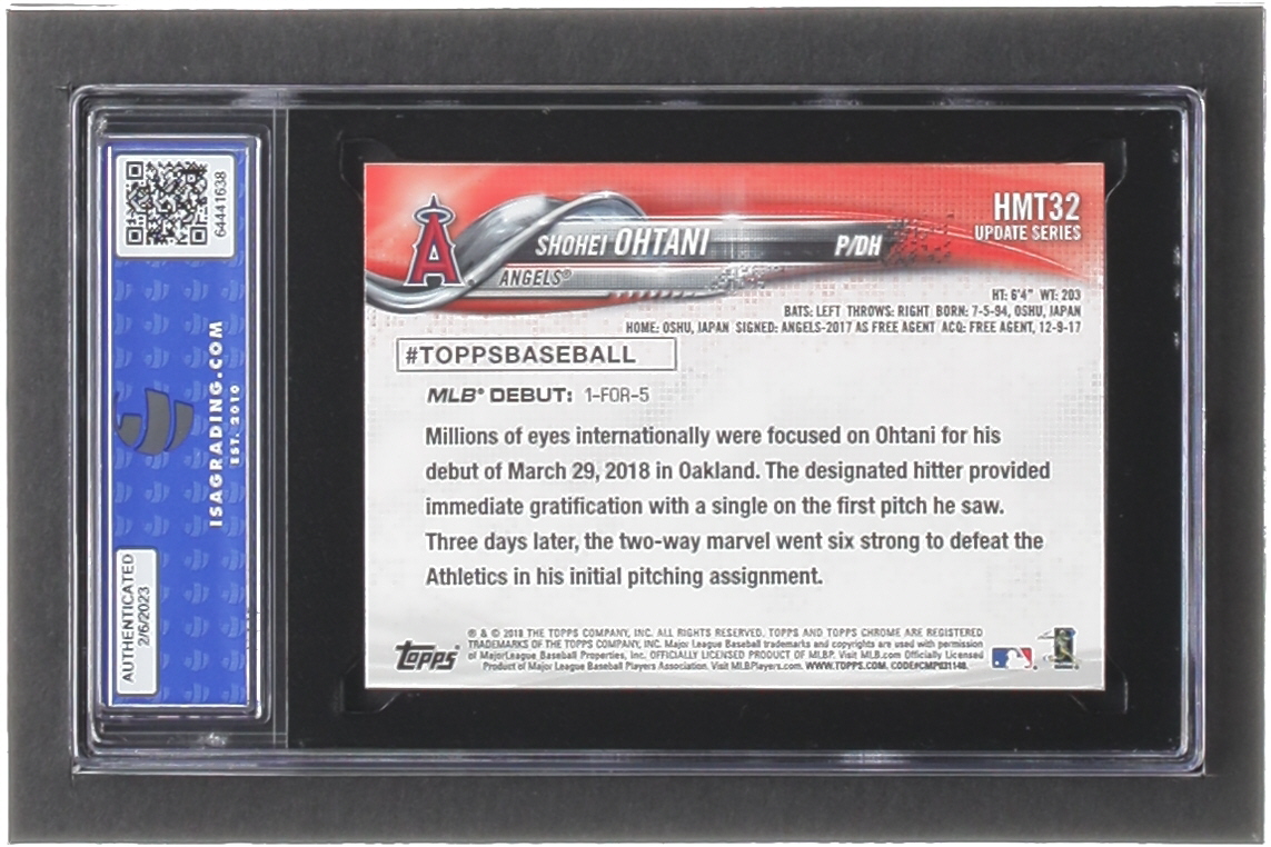 Shohei Ohtani 2018 Topps Chrome Update #HMT32 RD RC (ISA 10) at PristineAuction.com Shohei Ohtani 2018 Topps Chrome Update #HMT32 RD RC (ISA 10) at PristineAuction.com