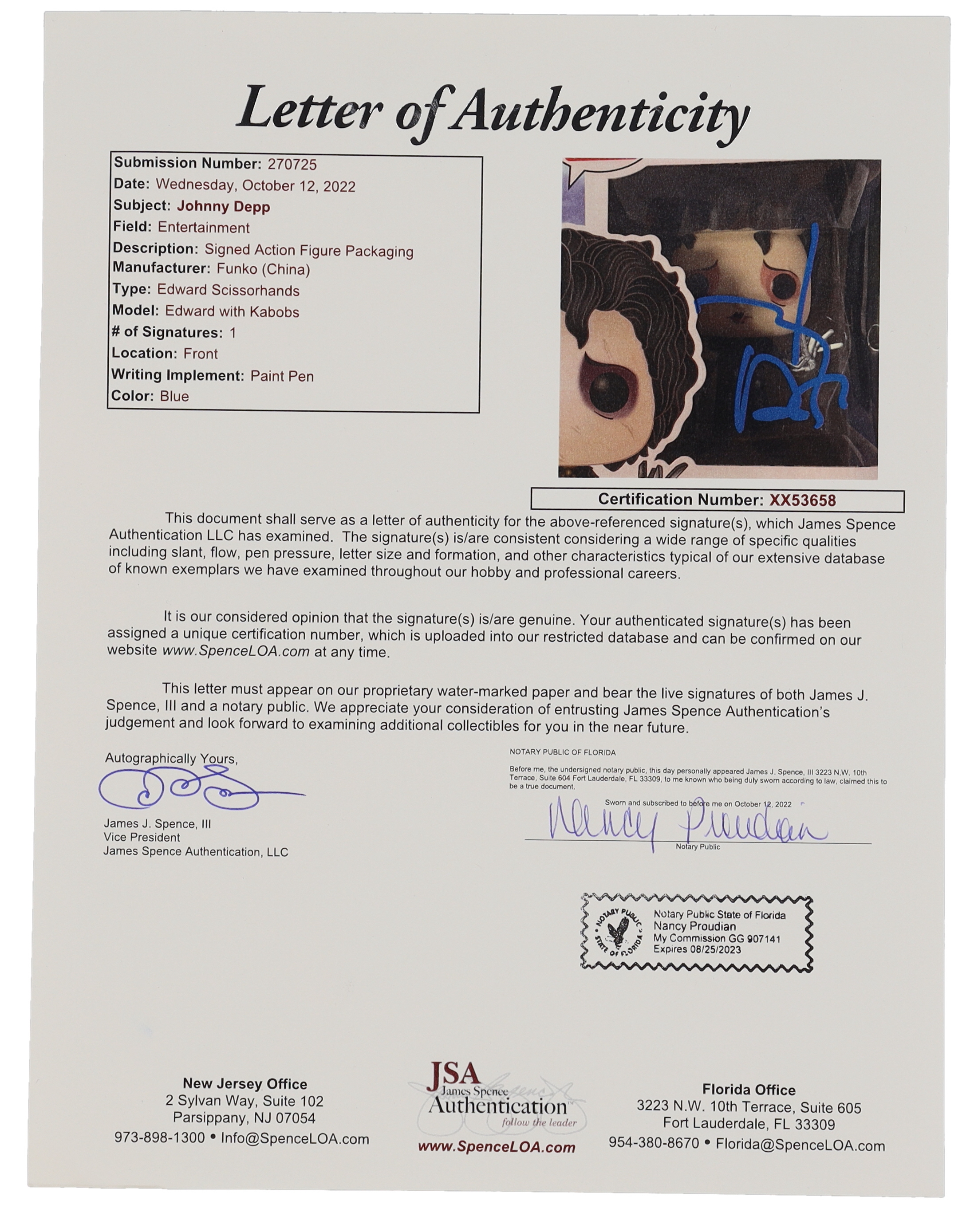 Johnny Depp Signed "Edward Scissorhands" #979 Edward Scissorhands Funko Pop! Vinyl Figure (JSA) at PristineAuction.com Johnny Depp Signed "Edward Scissorhands" #979 Edward Scissorhands Funko Pop! Vinyl Figure (JSA) at PristineAuction.com