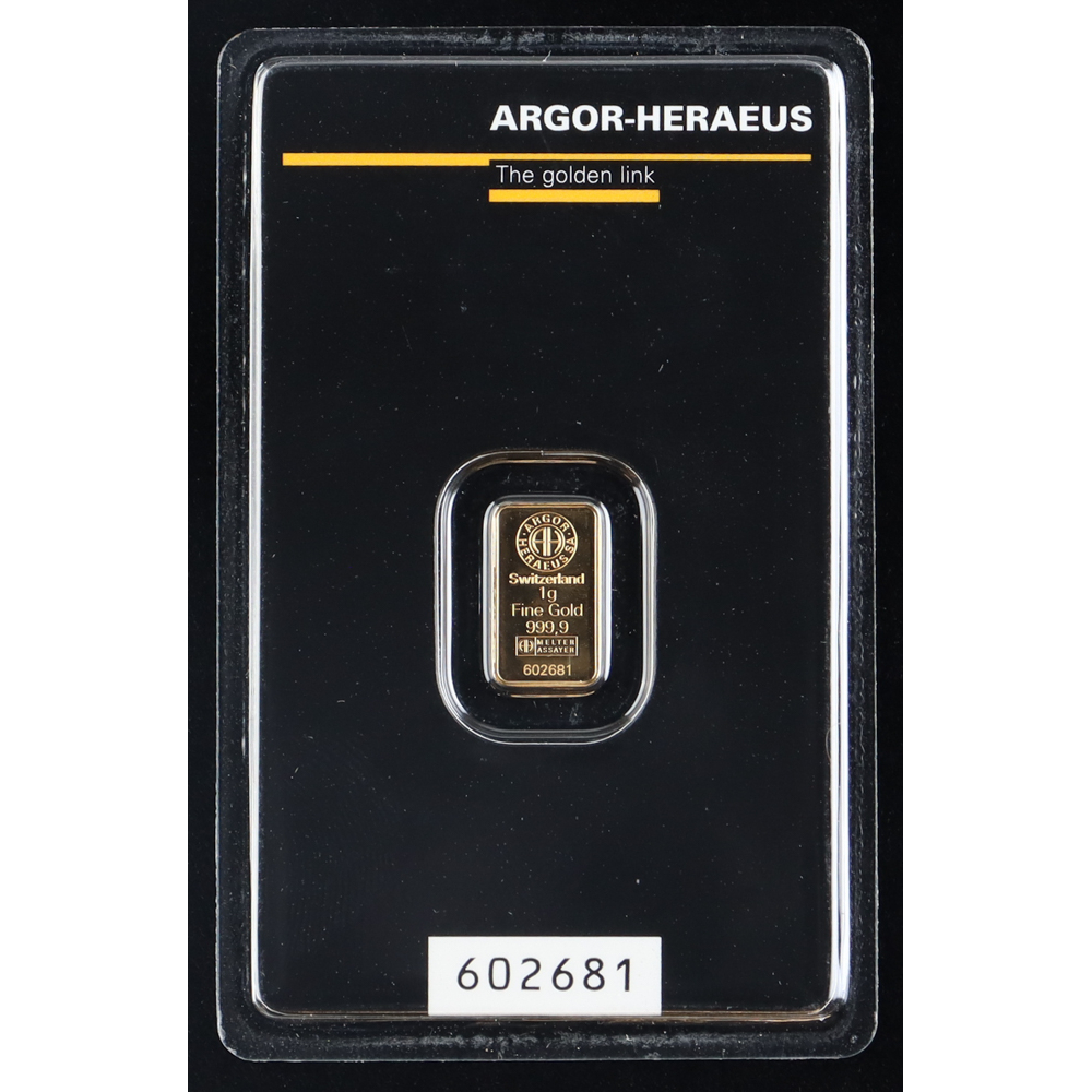 Argor-Heraeus 1g 999.9 Gold Bar in Assay Card | Pristine Auction