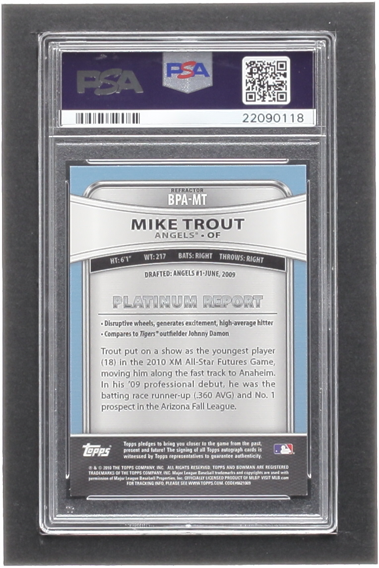 Mike Trout 2010 Bowman Platinum Prospect Autographs Refractors #MT (PSA 9) at PristineAuction.com Mike Trout 2010 Bowman Platinum Prospect Autographs Refractors #MT (PSA 9) at PristineAuction.com