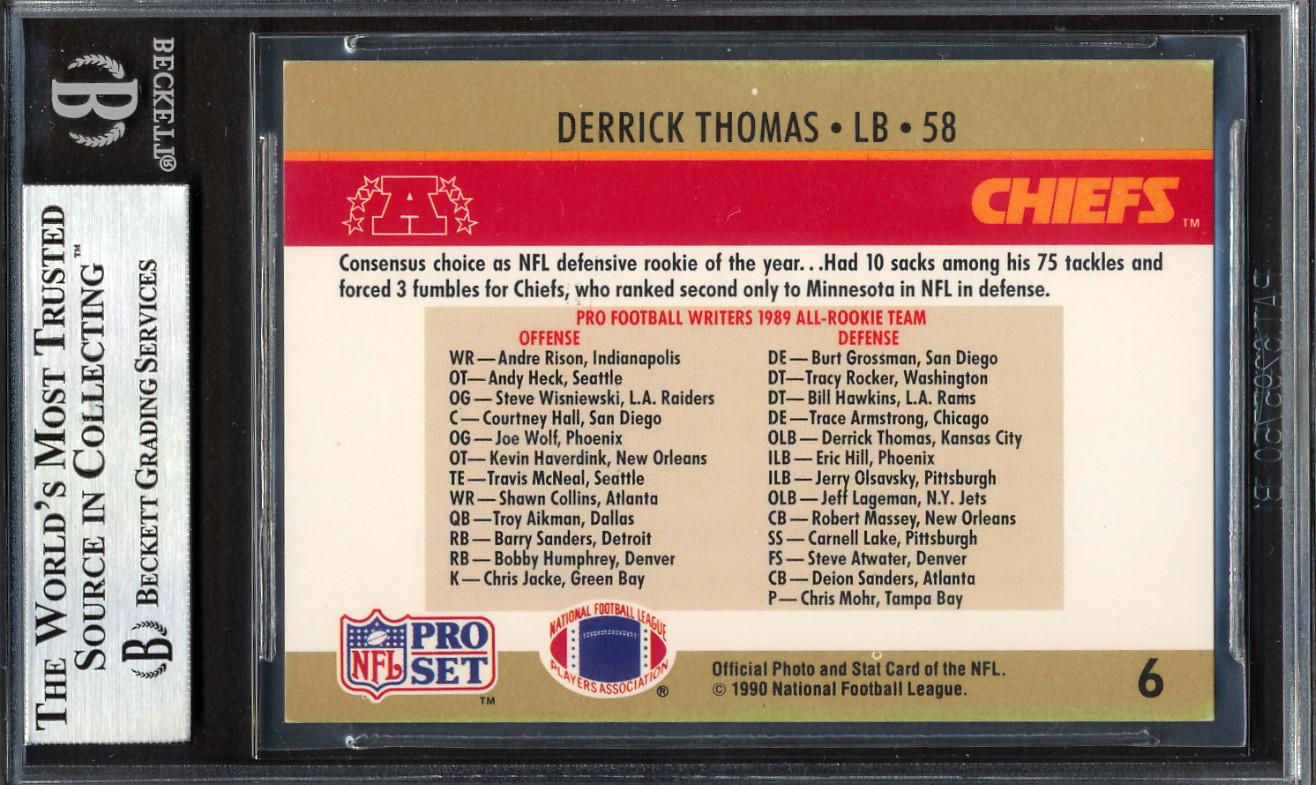 Derrick Thomas Signed 1990 Pro Set #6 (BGS) at PristineAuction.com Derrick Thomas Signed 1990 Pro Set #6 (BGS) at PristineAuction.com