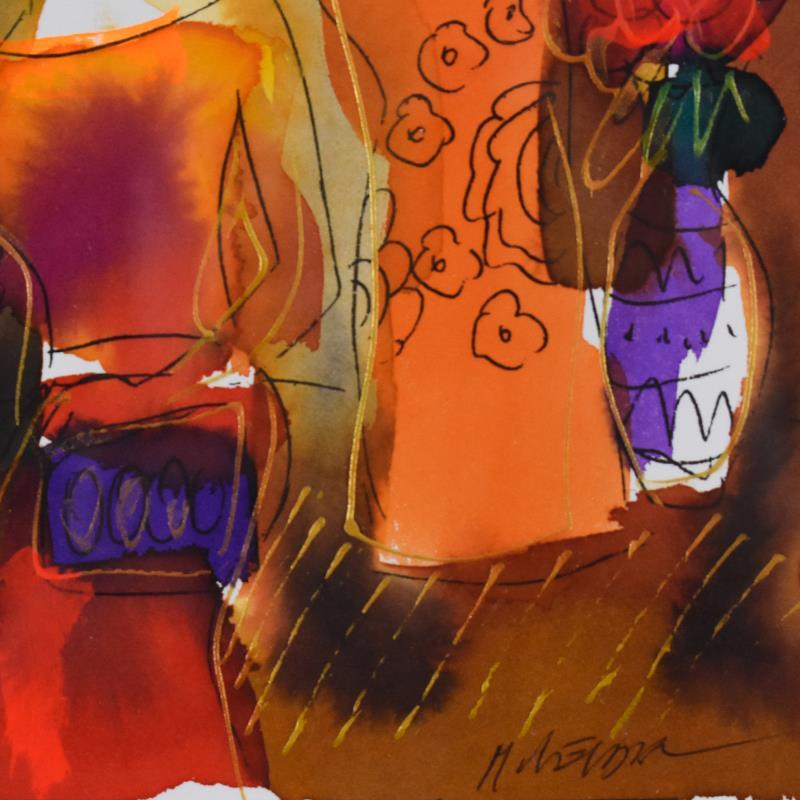 Moshe Leider Signed "Untitled" 14x16 Custom Framed Original Mixed Media Watercolor Painting (PA) at PristineAuction.com Moshe Leider Signed "Untitled" 14x16 Custom Framed Original Mixed Media Watercolor Painting (PA) at PristineAuction.com