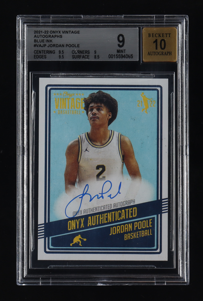 Jordan Poole 2021-22 Onyx Vintage Autographs #VAJP (BGS 9 | Autograph Graded BGS 10) at PristineAuction.com Jordan Poole 2021-22 Onyx Vintage Autographs #VAJP (BGS 9 | Autograph Graded BGS 10) at PristineAuction.com