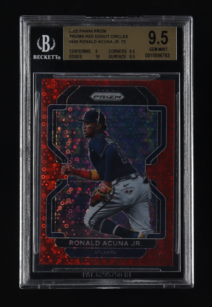 Ronald Acuna Jr. 2022 Panini Prizm Prizms Red Donut Circles #245 T3 #78/99 (BGS 9.5) at PristineAuction.com Ronald Acuna Jr. 2022 Panini Prizm Prizms Red Donut Circles #245 T3 #78/99 (BGS 9.5) at PristineAuction.com