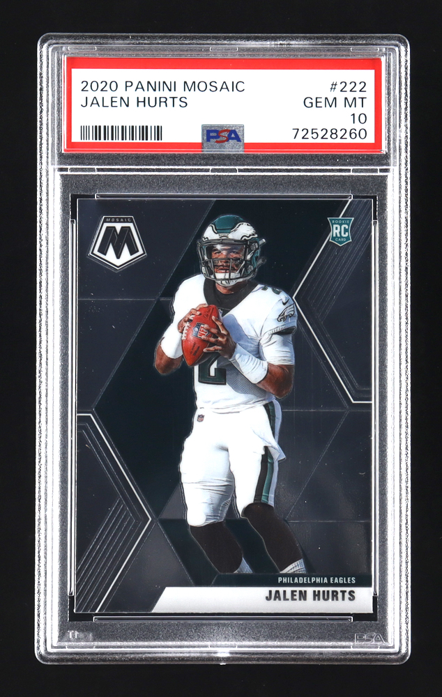Jalen Hurts 2020 Panini Mosaic #222 RC (PSA 10) at PristineAuction.com Jalen Hurts 2020 Panini Mosaic #222 RC (PSA 10) at PristineAuction.com