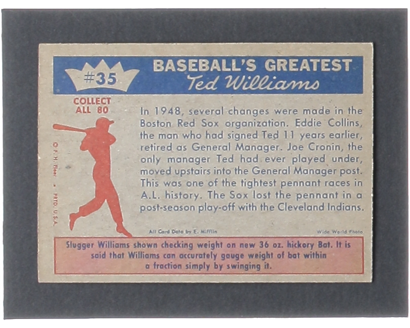 Sox Miss Pennant 1959 Fleer Ted Williams #35 at PristineAuction.com Sox Miss Pennant 1959 Fleer Ted Williams #35 at PristineAuction.com