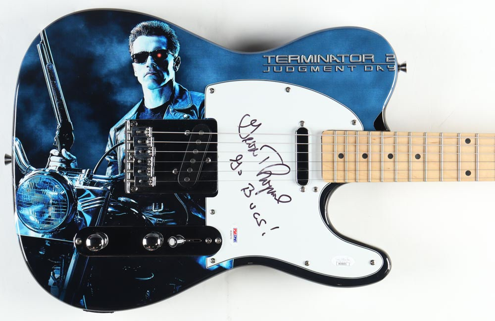 George Thorogood Signed "Terminator 2: Judgement Day" Full-Size Custom Electric Guitar Inscribed "Go Bucs!" (JSA) at PristineAuction.com George Thorogood Signed "Terminator 2: Judgement Day" Full-Size Custom Electric Guitar Inscribed "Go Bucs!" (JSA) at PristineAuction.com