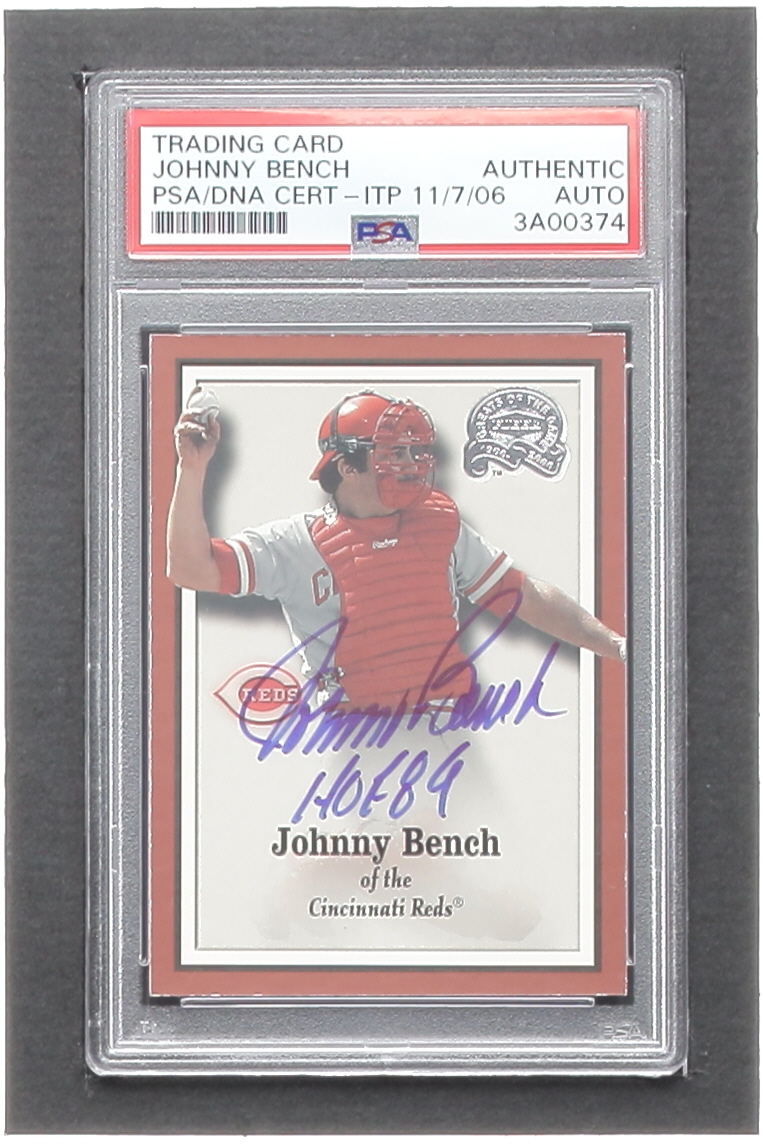 Johnny Bench Signed 2000 Greats of the Game #19 Inscribed "HOF 89" (PSA) at PristineAuction.com Johnny Bench Signed 2000 Greats of the Game #19 Inscribed "HOF 89" (PSA) at PristineAuction.com