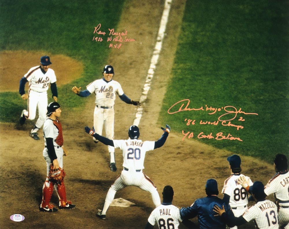 Howard Johnson & Ray Knight Signed Mets 16x20 Photo Inscribed "86 World Champs, "Ya Gotta Believe" & "1986 World Series M.V.P." (PSA) at PristineAuction.com Howard Johnson & Ray Knight Signed Mets 16x20 Photo Inscribed "86 World Champs, "Ya Gotta Believe" & "1986 World Series M.V.P." (PSA) at PristineAuction.com