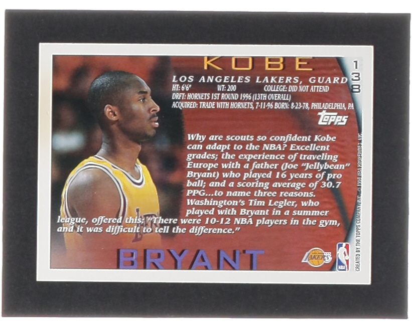 Kobe Bryant 1996-97 Topps NBA at 50 #138 RC at PristineAuction.com Kobe Bryant 1996-97 Topps NBA at 50 #138 RC at PristineAuction.com