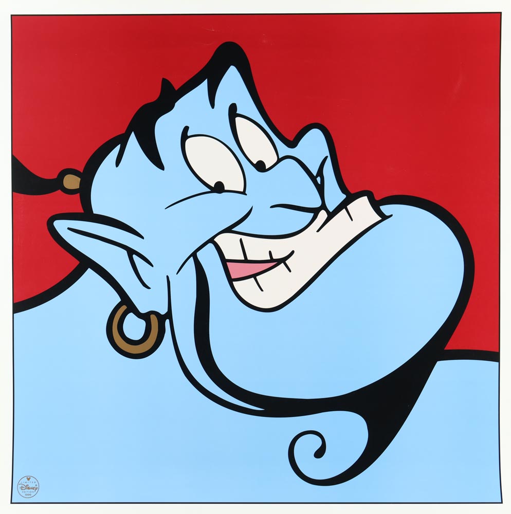 1997 LE Walt Disney "Aladdin" Genie 24x24 Lithograph with Official Disney Seal at PristineAuction.com 1997 LE Walt Disney "Aladdin" Genie 24x24 Lithograph with Official Disney Seal at PristineAuction.com