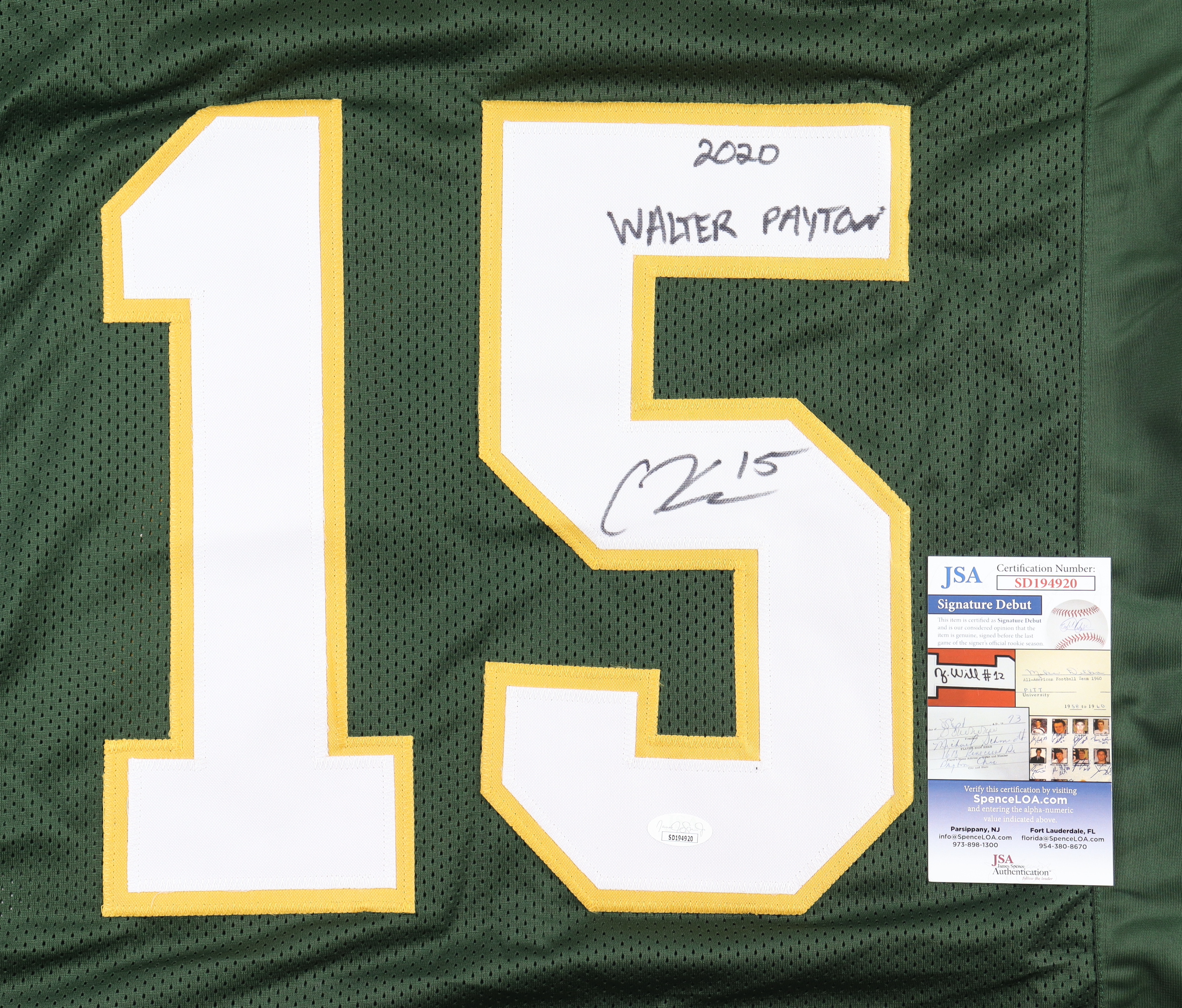 Cole Kelley Signed Jersey Inscribed "2020 Walter Payton" (JSA) at PristineAuction.com Cole Kelley Signed Jersey Inscribed "2020 Walter Payton" (JSA) at PristineAuction.com