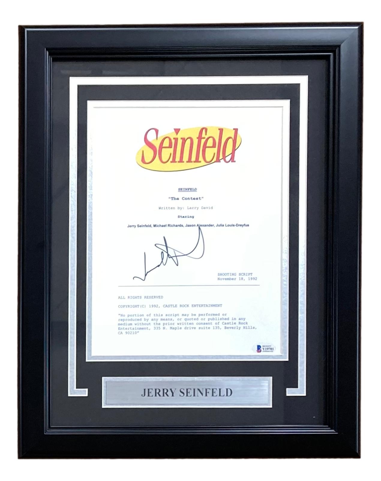 Jerry Seinfeld Signed "Seinfeld" Custom Framed Script Cover Display (Beckett) at PristineAuction.com Jerry Seinfeld Signed "Seinfeld" Custom Framed Script Cover Display (Beckett) at PristineAuction.com